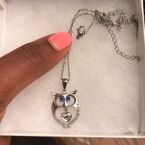 Blue owl necklace. Stainless